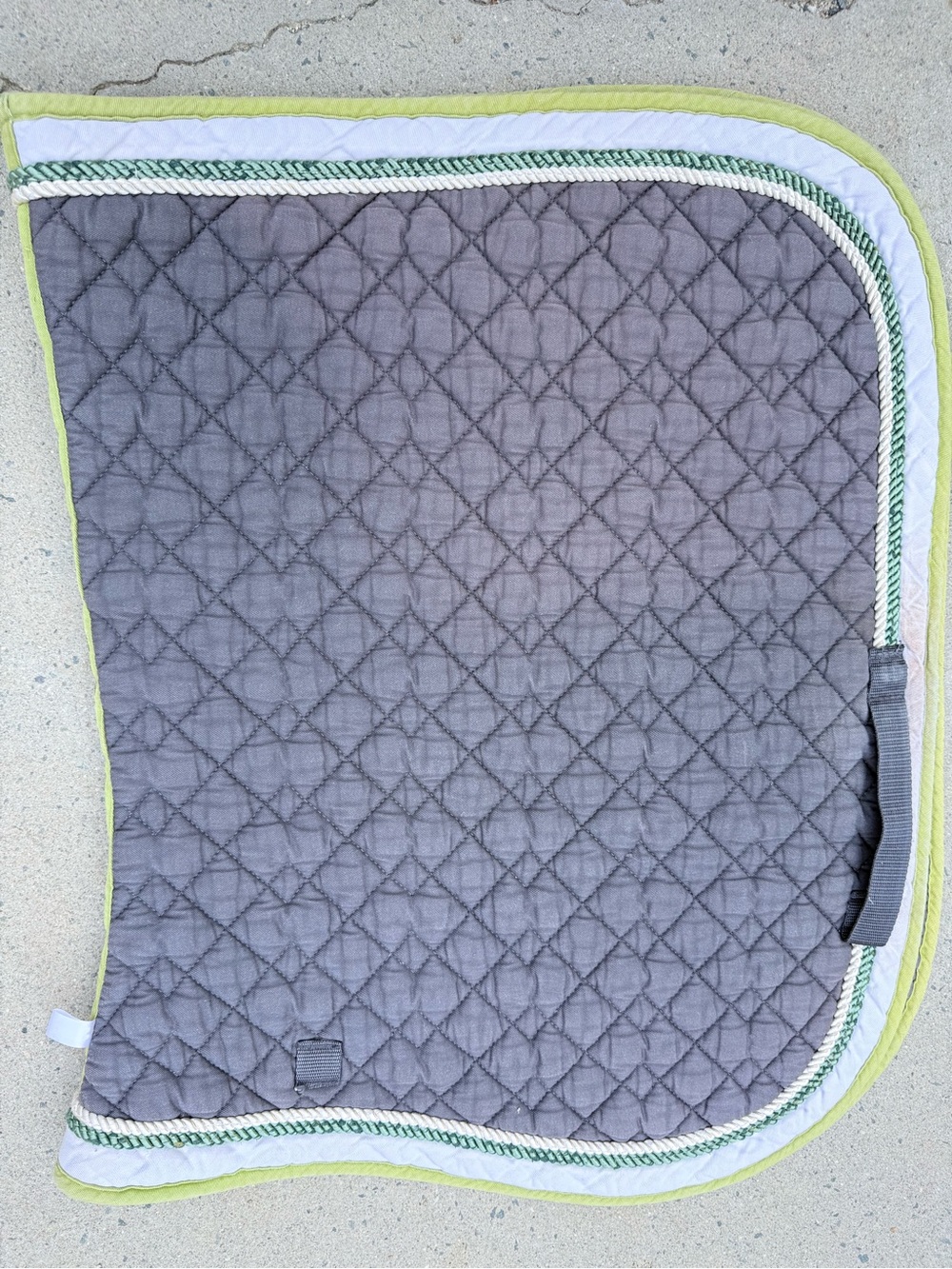 USG brand Quilted Gray Saddle Pad with Lime Trim - Horse size used